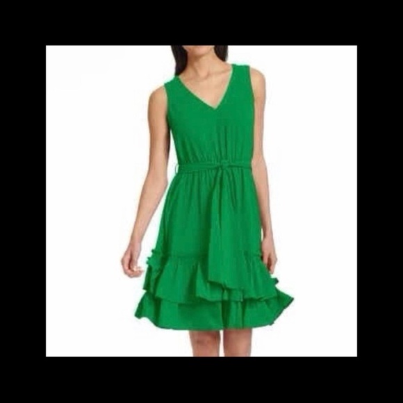 Calvin Klein Spring Tiered Bright Green Dress - Picture 5 of 6